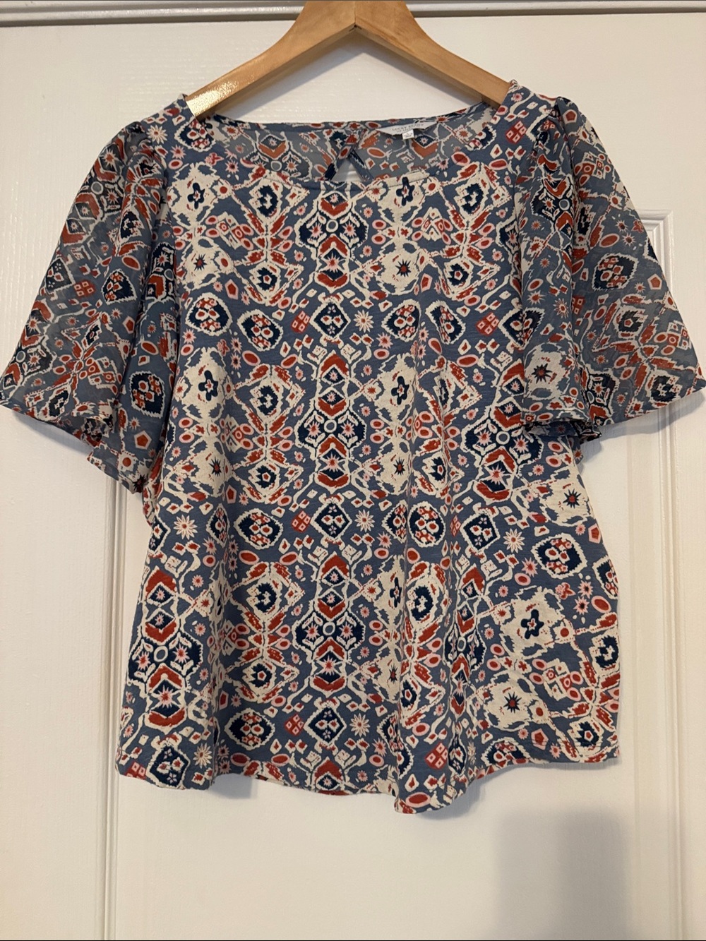 Lucky Brand Women's Patterned Short-Sleeve Blouse